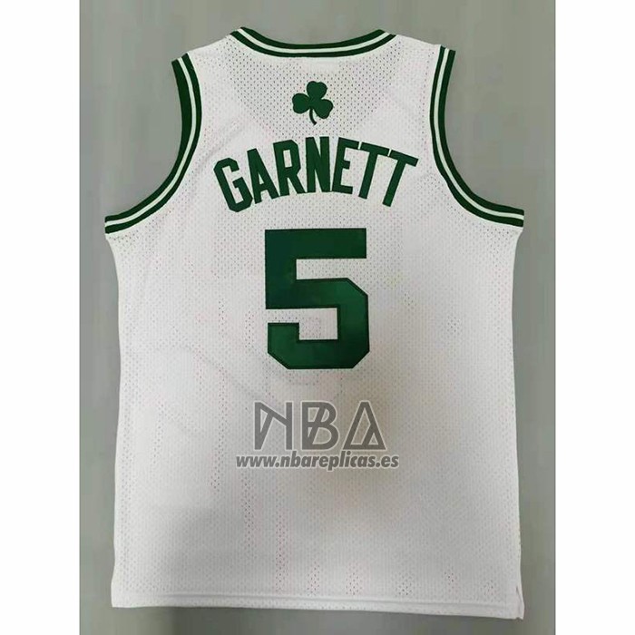 Camiseta Boston Celtics Kevin Garnett NO 5 Mitchell & Ness 2007-08 Blanco